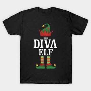 Diva Elf Matching Family Group Christmas Party Pajamas T-Shirt